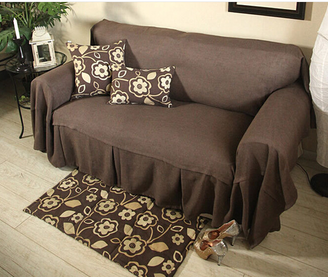 北欧宜家褐色深咖啡色纯棉万能沙发巾沙发盖布沙发罩包邮 可订做
