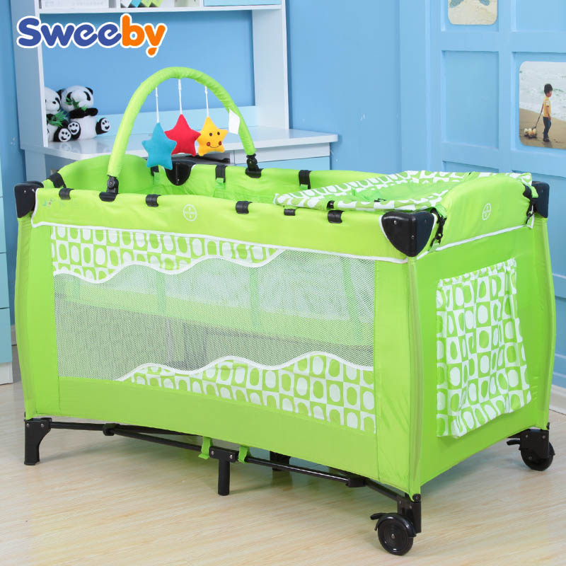sweeby新生儿婴儿床多功能可折叠游戏床摇篮床欧式宝宝床BB床折叠