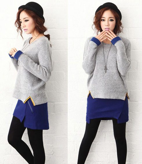 2015秋冬新款韩版毛衣套装连衣裙女长袖羊毛针织衫包臀短裙两件套