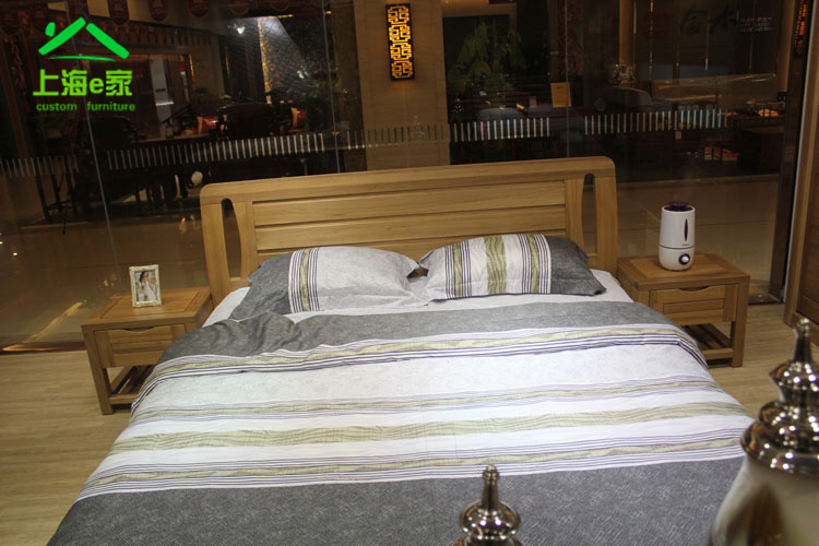 上海家具榆木床头收纳柜原木色床边边柜简约现代储物柜特价床边几