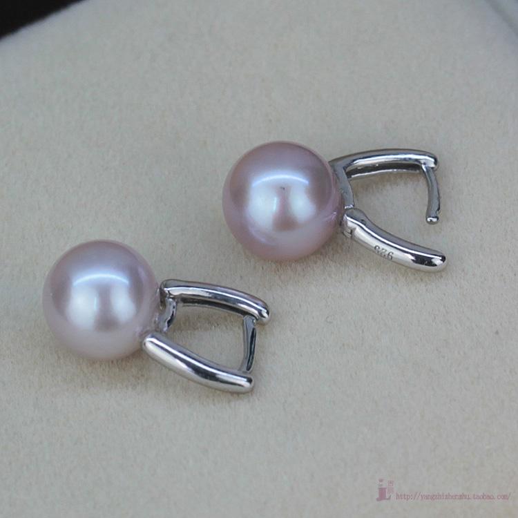 吉丽系列 9-9.5mm紫色系珍珠耳环 925纯银耳扣