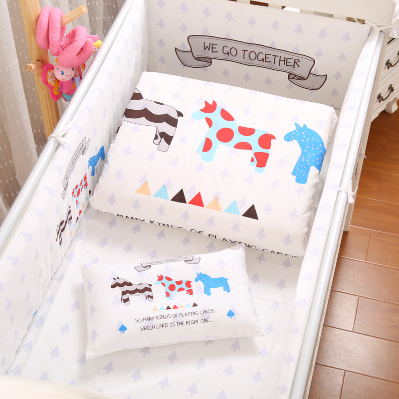 婴儿床品套件床围春夏季宝宝床上用品儿童全棉9件套透气可拆洗