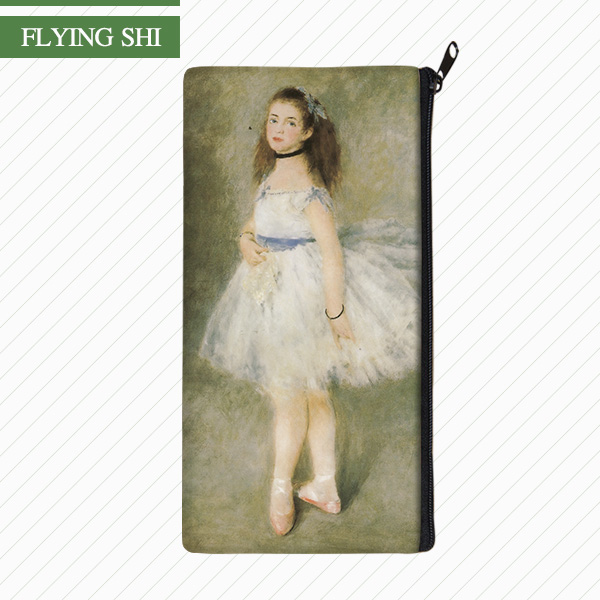 FLYING SHI 原创复古油画艺术芭蕾舞少女 缎面化妆包 钱包笔袋