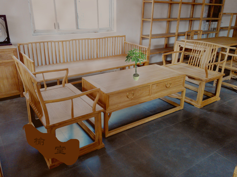 老榆木免漆家具实木桌椅组合实木家具餐桌椅组合厂家直销