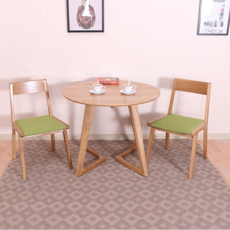 北欧简约小户型餐桌椅现代白橡木实木圆餐桌日式小餐桌椅组合包邮