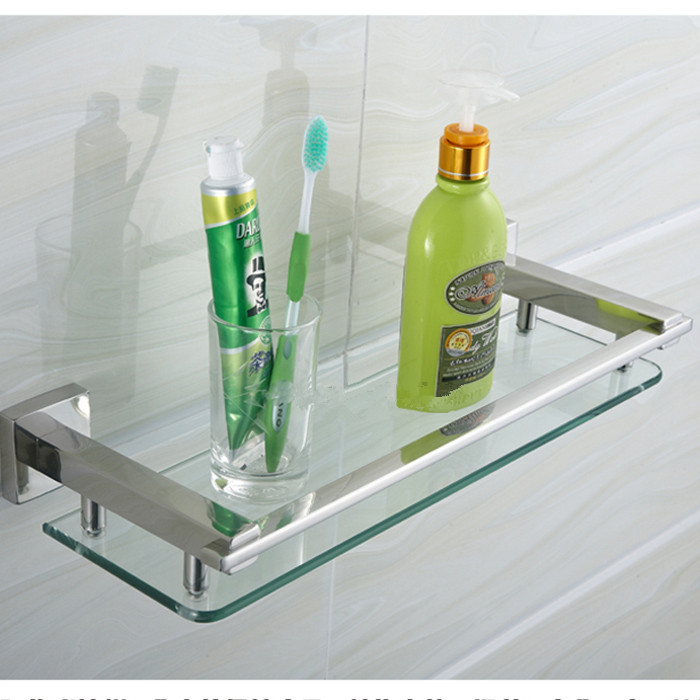 单层浴室卫生间玻璃置物架304不锈钢收纳架脸盆卫浴用品五金挂件
