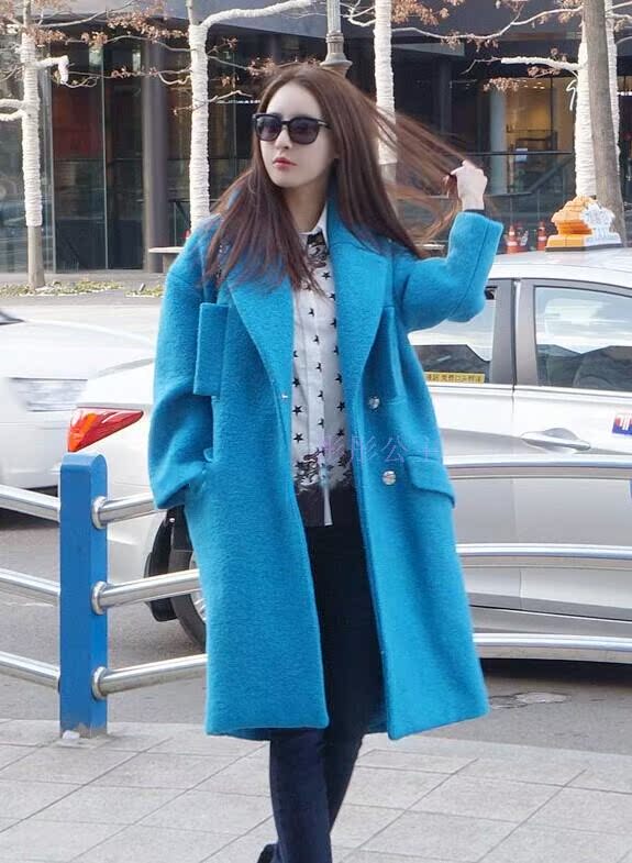 2014新款韩版毛呢外套女冬季时尚茧型呢子大衣女欧美范中长款宽松