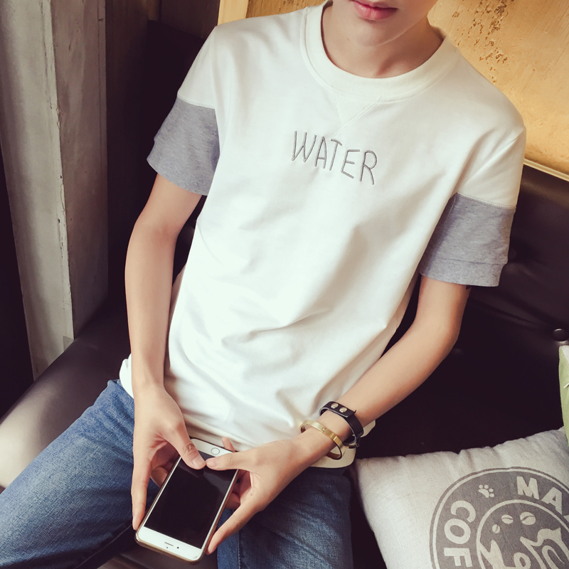 2016夏季男装短袖t恤韩版修身圆领薄款纯棉体恤青少年学生潮