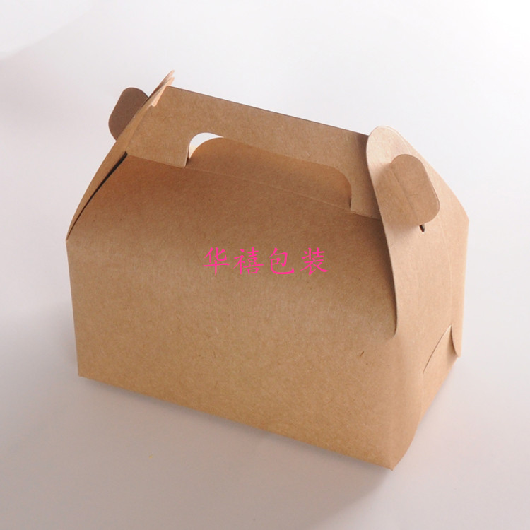 手提牛皮纸盒批发饼干盒西点盒咖啡厅甜品蛋糕盒慕斯盒烘焙包装盒