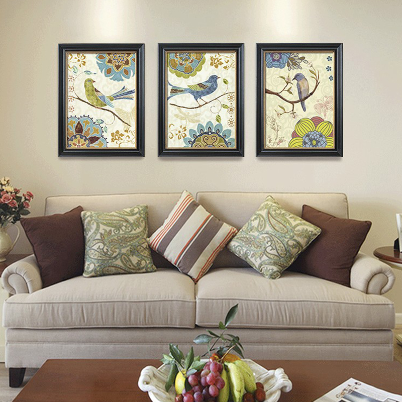 客厅装饰画 沙发背景墙挂画餐厅卧室双联有框壁画现代动物图案