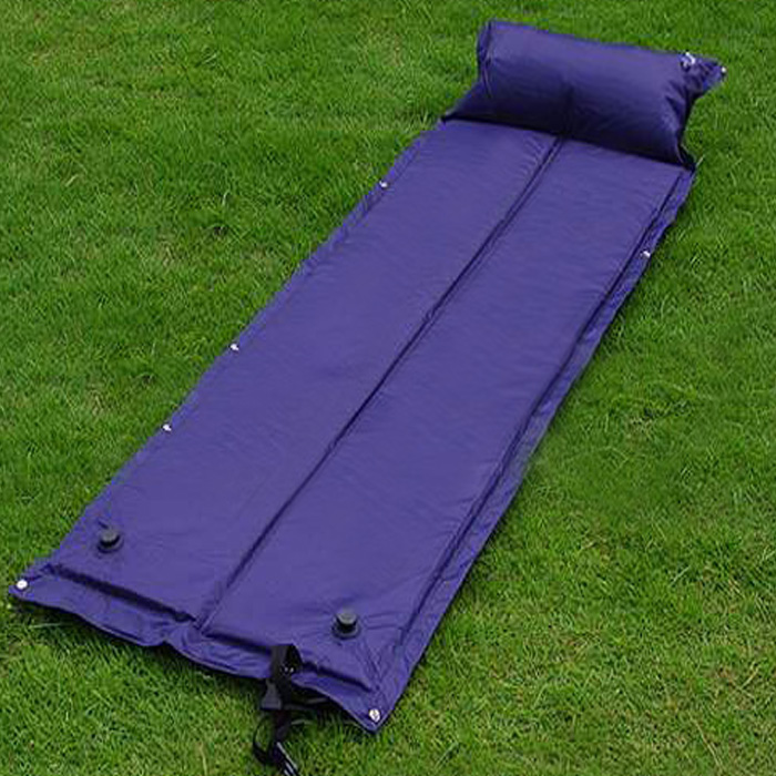 户外单人自动充气垫 加厚加宽可拼接对折带头枕帐篷野营防潮垫