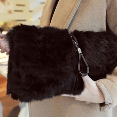 冬季新款兔毛包包皮草包毛毛包欧美潮手包手拿包单肩包斜挎包女包