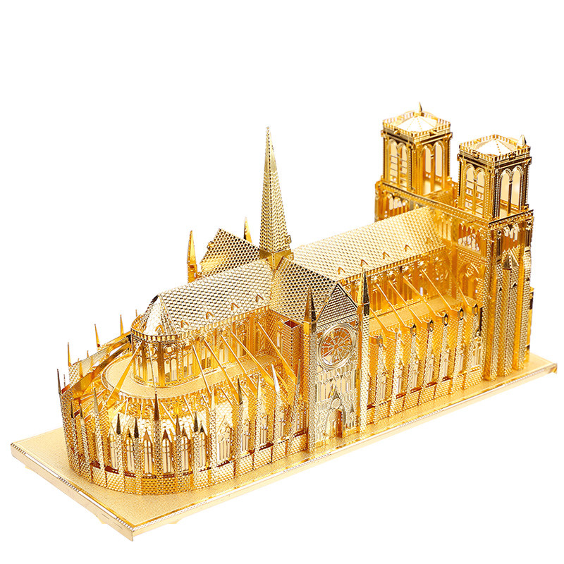 3D立体金属拼图巴黎圣母院diy手工拼装模型成人玩具小屋创意房子