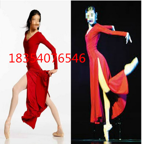 新款成人红色黑色現代芭蕾舞蹈服飄逸現代舞裙演出服裝表演服装