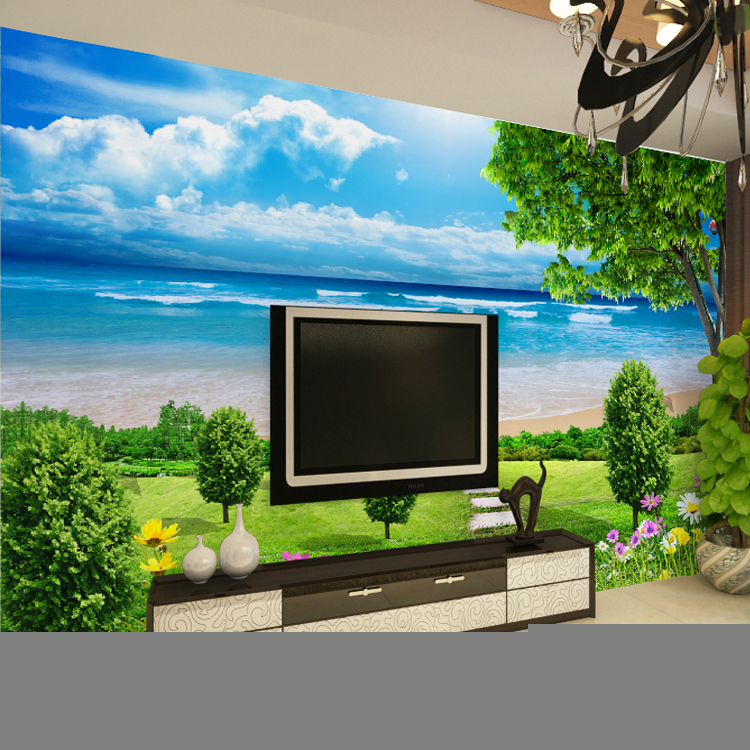 大型3d风景壁画无缝 客厅电视背景墙壁纸 沙发墙纸壁纸 现代简约