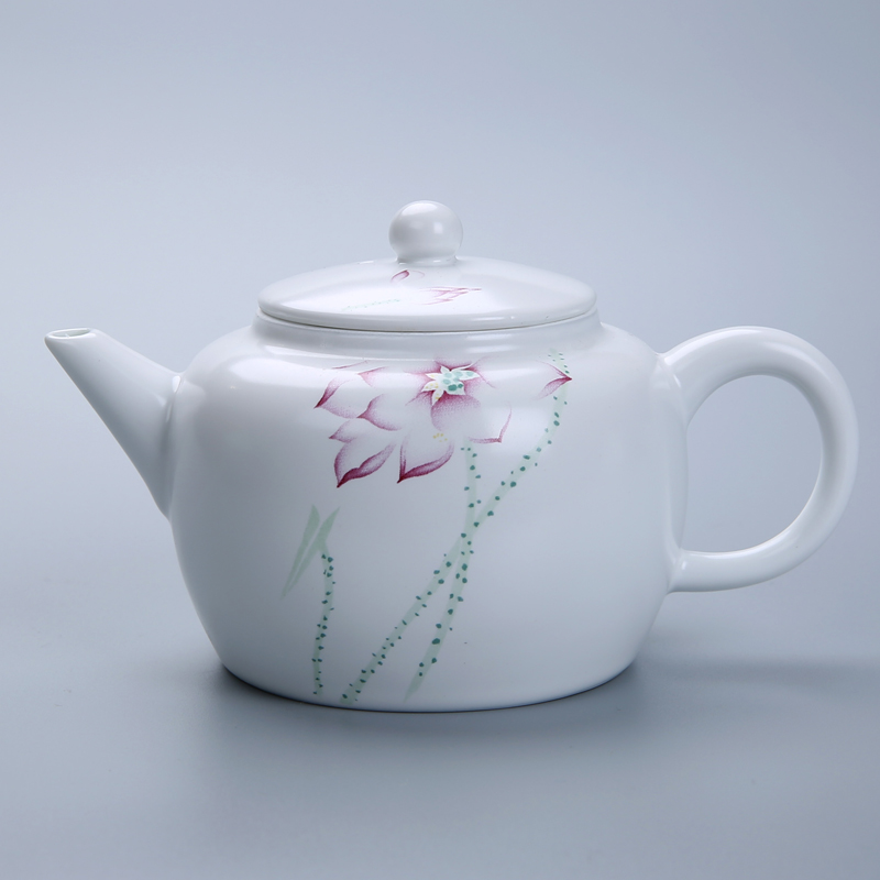 墨彩定窑白手绘脂白茶壶 景德镇功夫陶瓷茶具过滤单壶泡茶壶特价