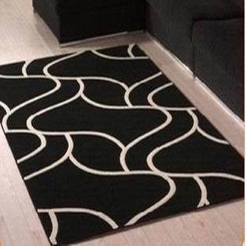 简约创意黑白手工腈纶地毯卧室茶几地毯客厅风格地毯可定制