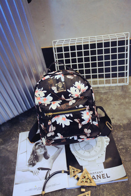 2015韩版夏季新款花朵印花小背包碎花PU时尚潮流小双肩包包女背包