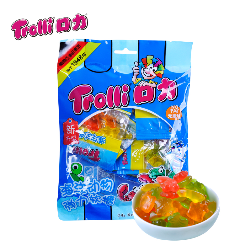 Trolli口力糖果 橡皮糖食品QQ水果软糖零食 海洋动物100g