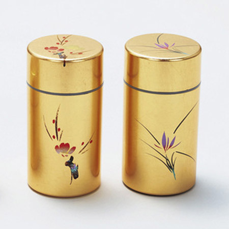 预售日本进口 日本金箔漆器 茶叶罐 茶叶筒 茶叶盒 工艺人手制