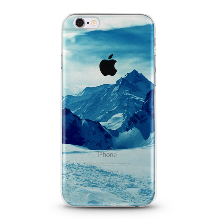 艾壳 文艺范清爽雪山 苹果iPhone 5s 6 plus半透明5.5寸手机壳套