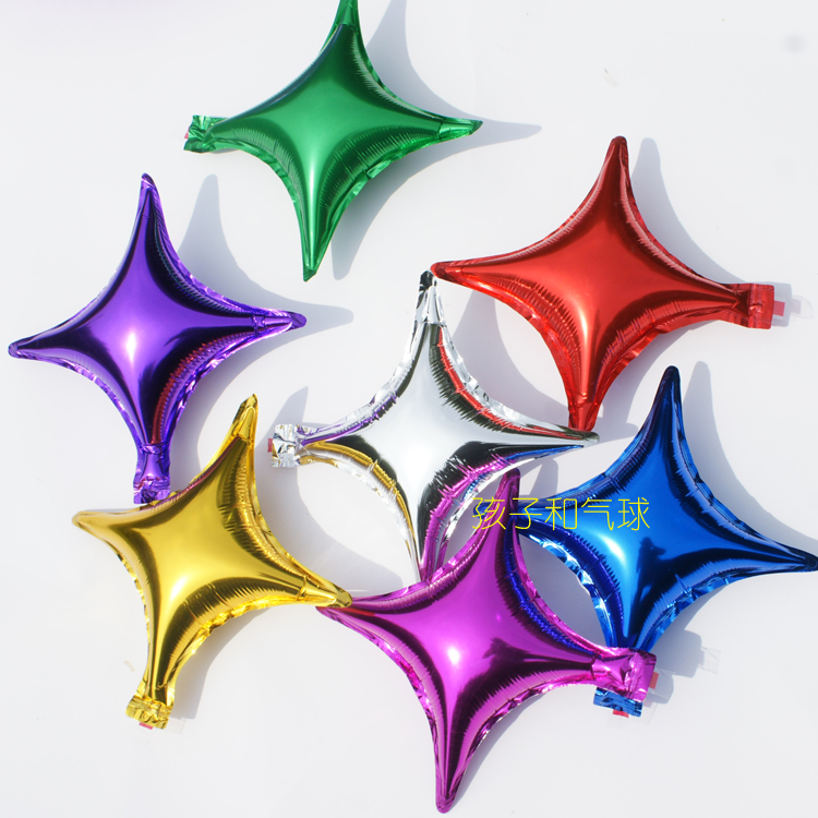 圣诞节装饰气球铝膜10寸四角星星月亮铝箔气球生日派对布置背景墙