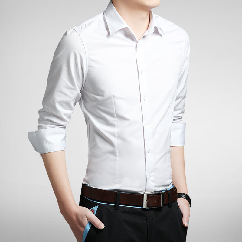 2016韩版春季长袖衬衫男修身商务青年英伦男士纯棉衬衣大码正装潮
