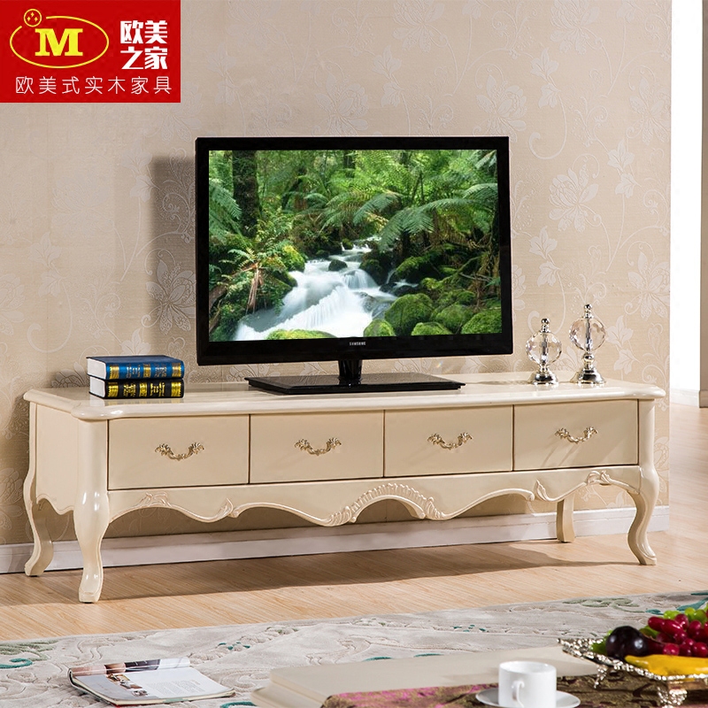 欧式实木材电视柜1.8米韩式地柜 法式田园电视机柜美式雕花电视柜