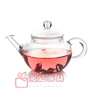带过滤玻璃花茶壶 耐热透明带盖加热泡茶壶 透明耐热玻璃花草茶具