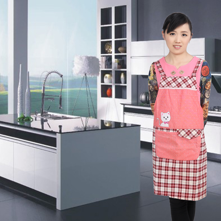 韩式时尚厨房家居围裙背带式全棉 简约防污防油工作围裙可批发