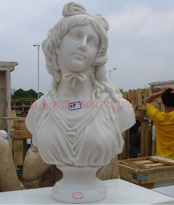 半身雕像汉白玉石材雕像定制头像胸像石雕男性美女雕像真人像151