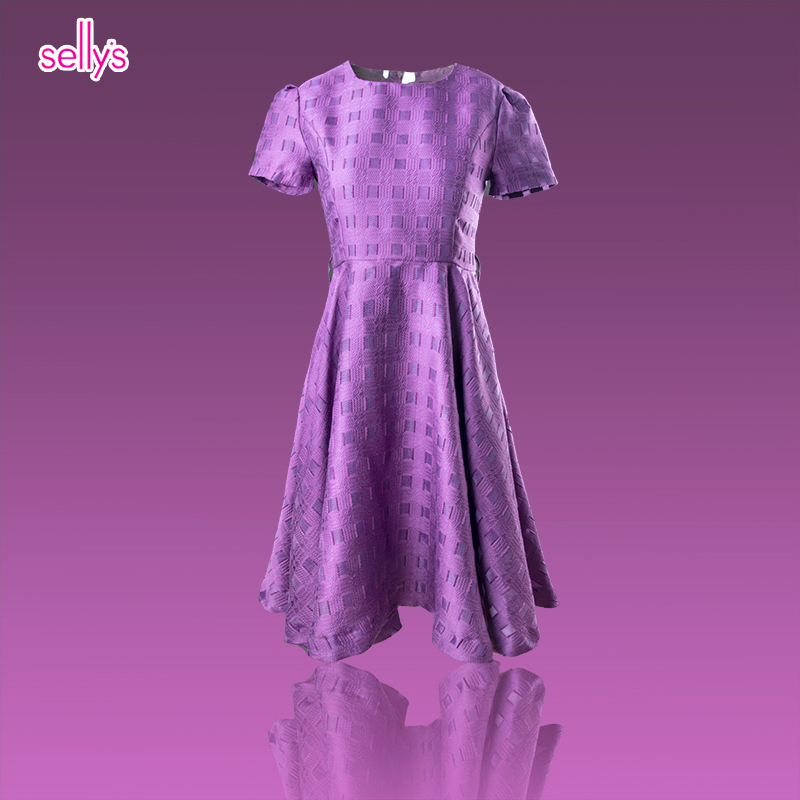 确保质量 S家韩国SCO真品2015夏气质高贵紫罗兰连衣裙