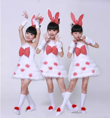 万圣节元旦十一儿童 动物演出服装 舞蹈 表演服饰小白兔子动物服