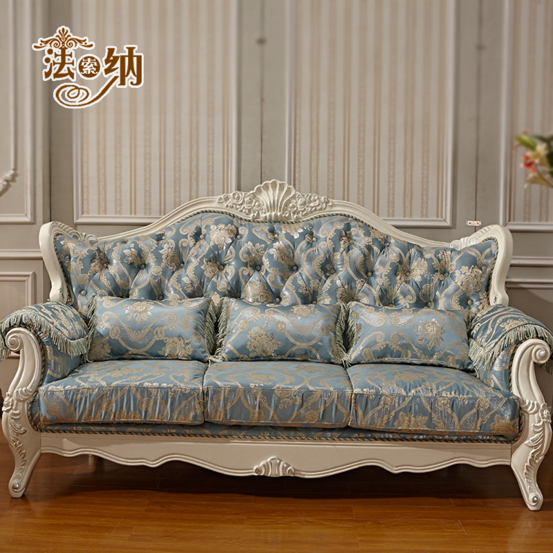 沙发 品牌欧式沙发 客厅橡木布艺沙发高档雕花全实木沙发组合特价