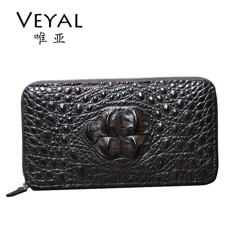 Veyal2016包邮男士钱包真鳄鱼皮拉链包正品单拉链的多功能手包