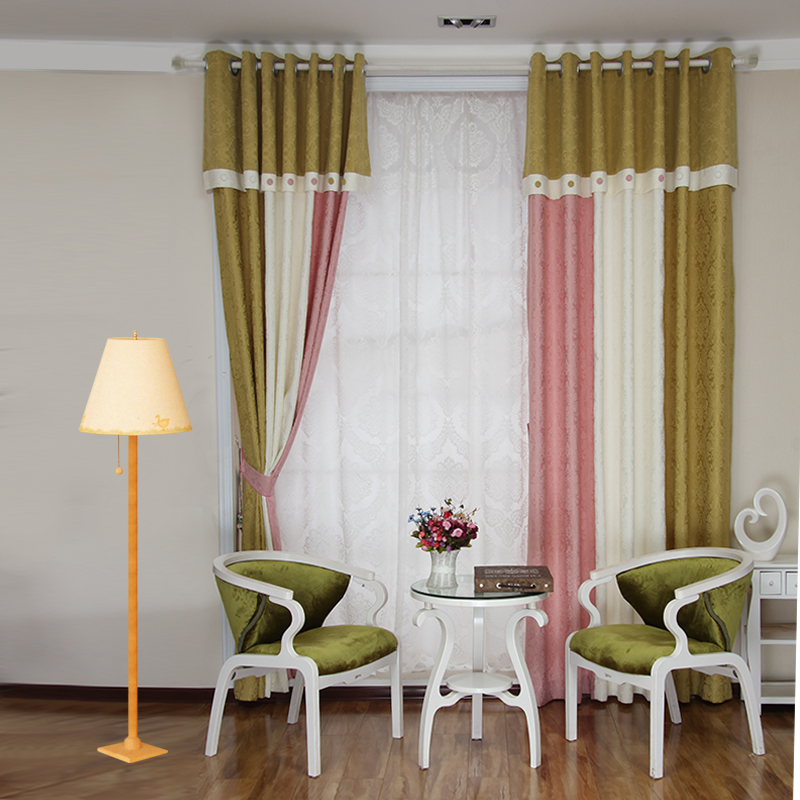 韩式简约棉麻亚麻遮光加厚拼接拼色窗帘成品布料定做客厅卧室特价