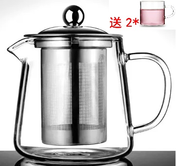 500ML包邮耐高温玻璃茶壶不锈钢内胆加厚花茶壶红茶壶茶具套装
