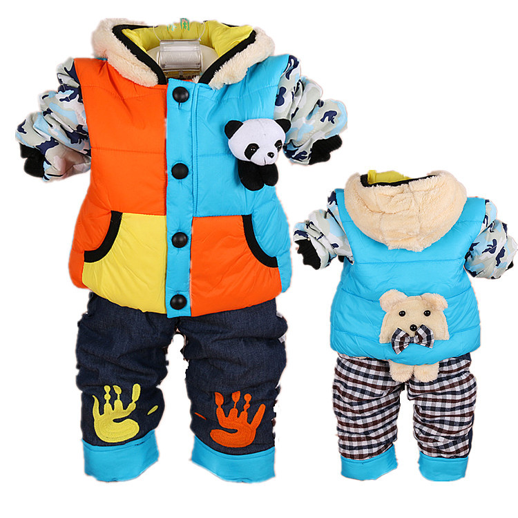 秋冬新款男童棉衣套装韩版0-1-2周岁半加绒婴幼儿宝宝外套棉服潮