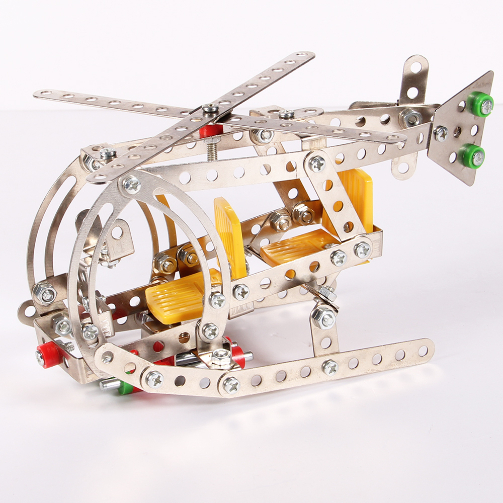 奥乐金属儿童智力自装积木飞机 铁片数量175PCS拼插玩具益智积木