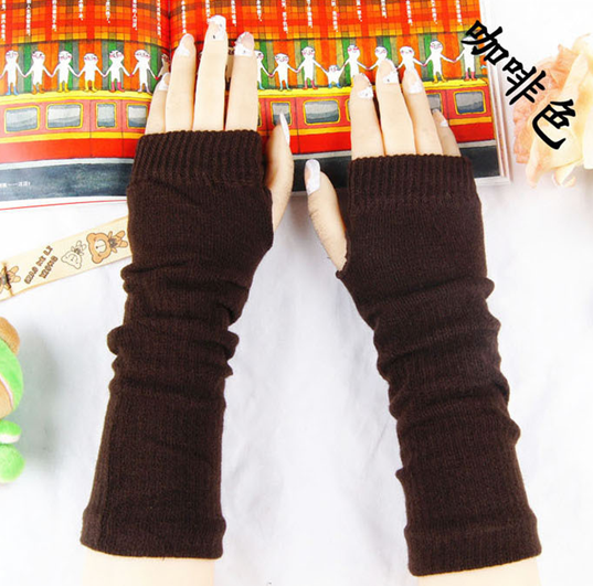 冬季保暖毛线半指手套可爱女款 韩版露指多种戴法加长款手臂套