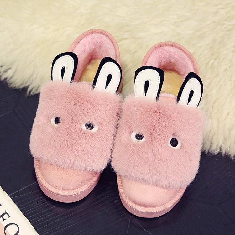 2016冬季新款韩版雪地靴可爱兔子低帮棉鞋厚底防滑保暖毛毛鞋