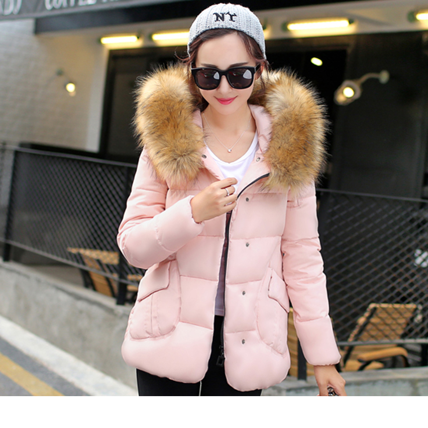 2015冬新款韩版羽绒服女中长款修身大毛领加厚特大码连帽女装外套