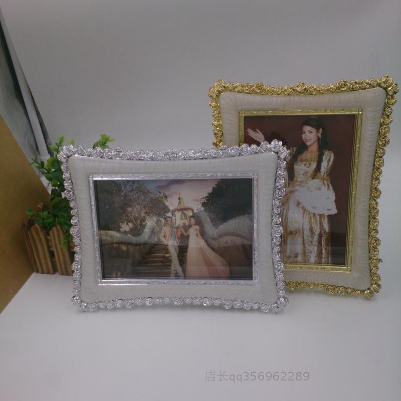 高7寸10寸白色欧式复古婚纱照摆台结婚照片树脂韩国田园相框相架
