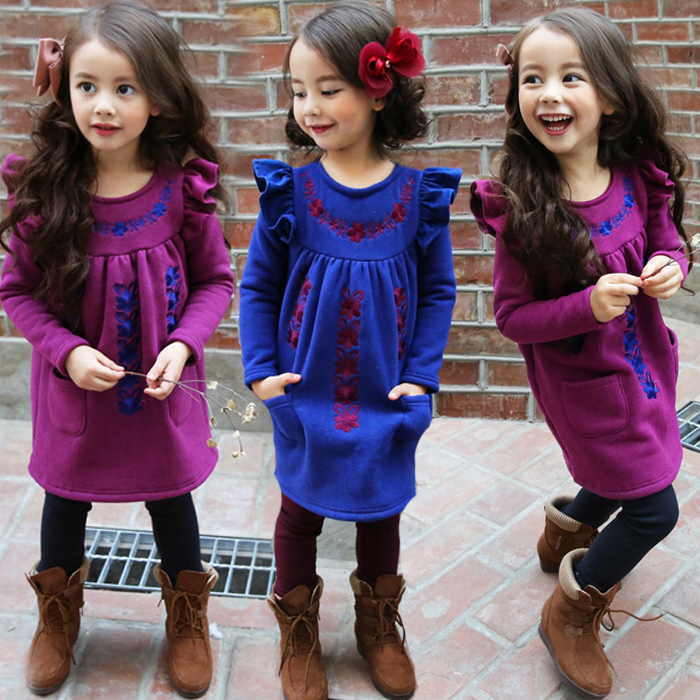 儿童3-4-6岁7-8女童裙子加绒加厚娃娃连衣裙2015韩版女孩冬天童装