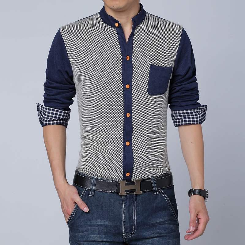2015韩版秋季男式衬衣 新款潮男修身休闲 男士长袖衬衫 男装寸衫
