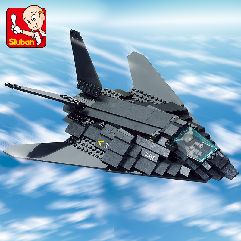 正品小鲁班空军部队系列F117隐形轰炸机0108拼插益智积木玩具包邮