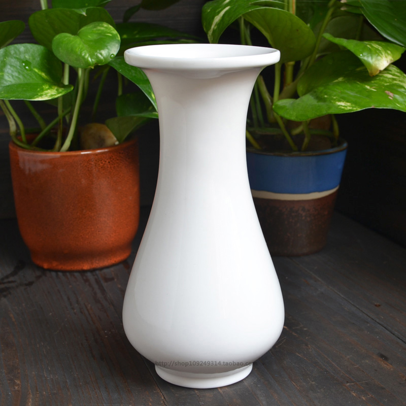 现代陶瓷工艺品花插花器花瓶摆件白色插花器佛堂白瓷花瓶供佛花瓶