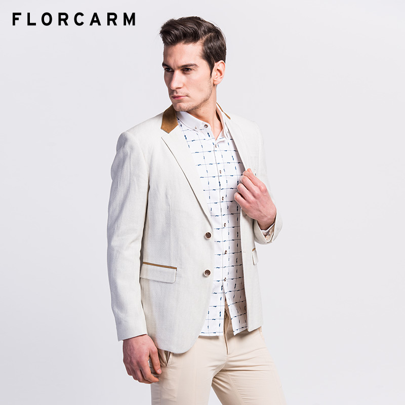 Florcarm/佛罗卡蒙2015秋季男士时尚休闲小西装修身长袖纯色外套
