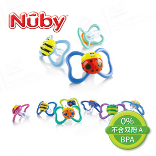 正品nuby/努比 安抚奶嘴可爱昆虫造型（扁圆形）/0-6m 98526