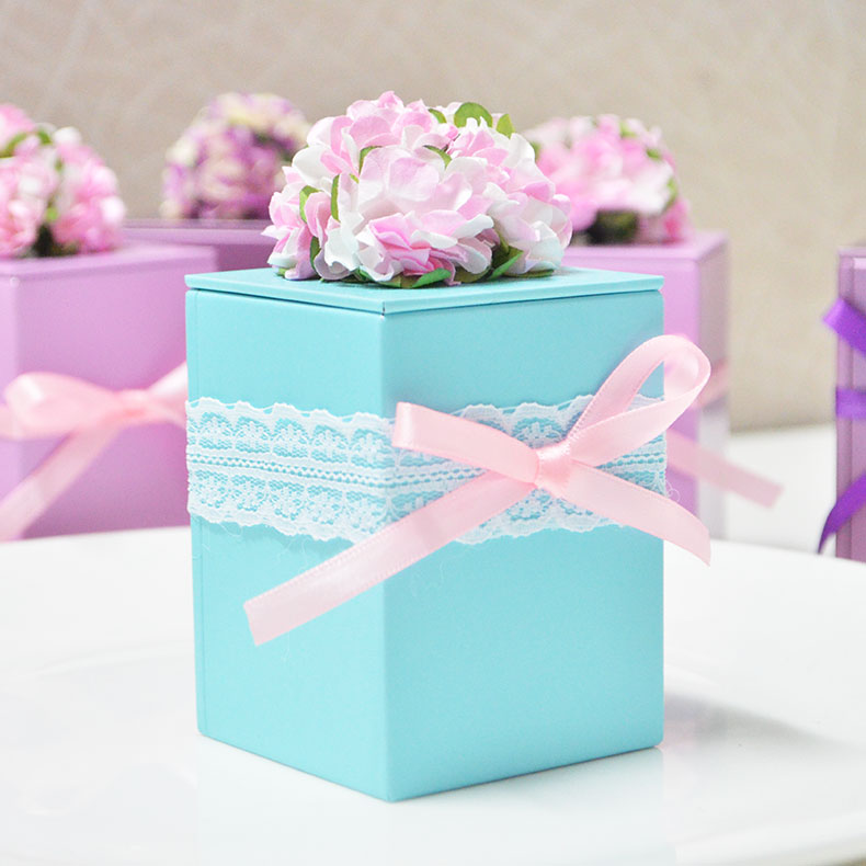 婚礼用品结婚糖盒欧式高档马口铁喜糖盒子创意tiffany蓝色糖果盒
